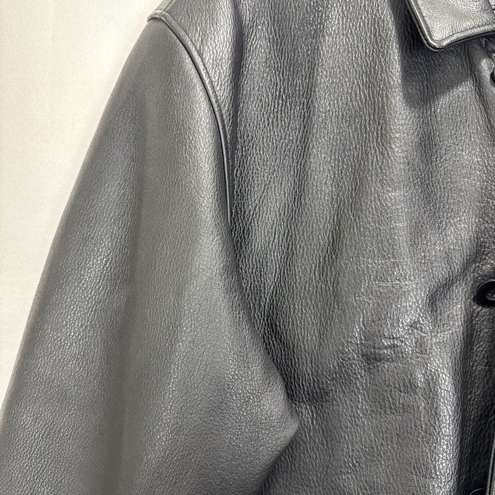 VTG Field Gear Leather Bomber Jacket‎ Heavy Men's Sz M/L Tall Full Zip Buttons - Picture 2 of 14